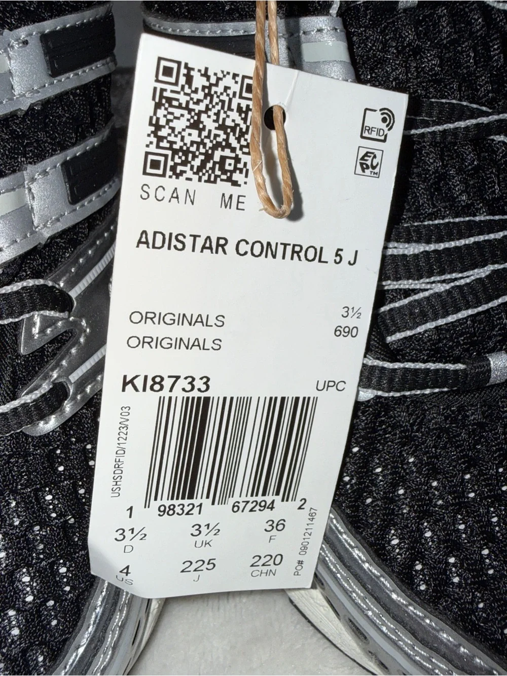 ✨👟 Adidas Adistar Control 5 J Black Silver Sz 4 Youth/Wmns 5.5  KI8733 NWT 🖤⚡